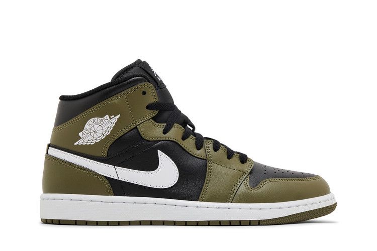 Air Jordan 1 Mid Black White Olive - DQ8426-092