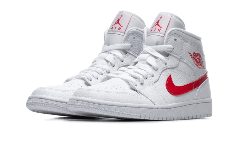 Air Jordan Air Jordan 1 Mid White University Red - BQ6472-106