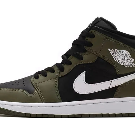 Air Jordan 1 Mid Black White Olive - DQ8426-092